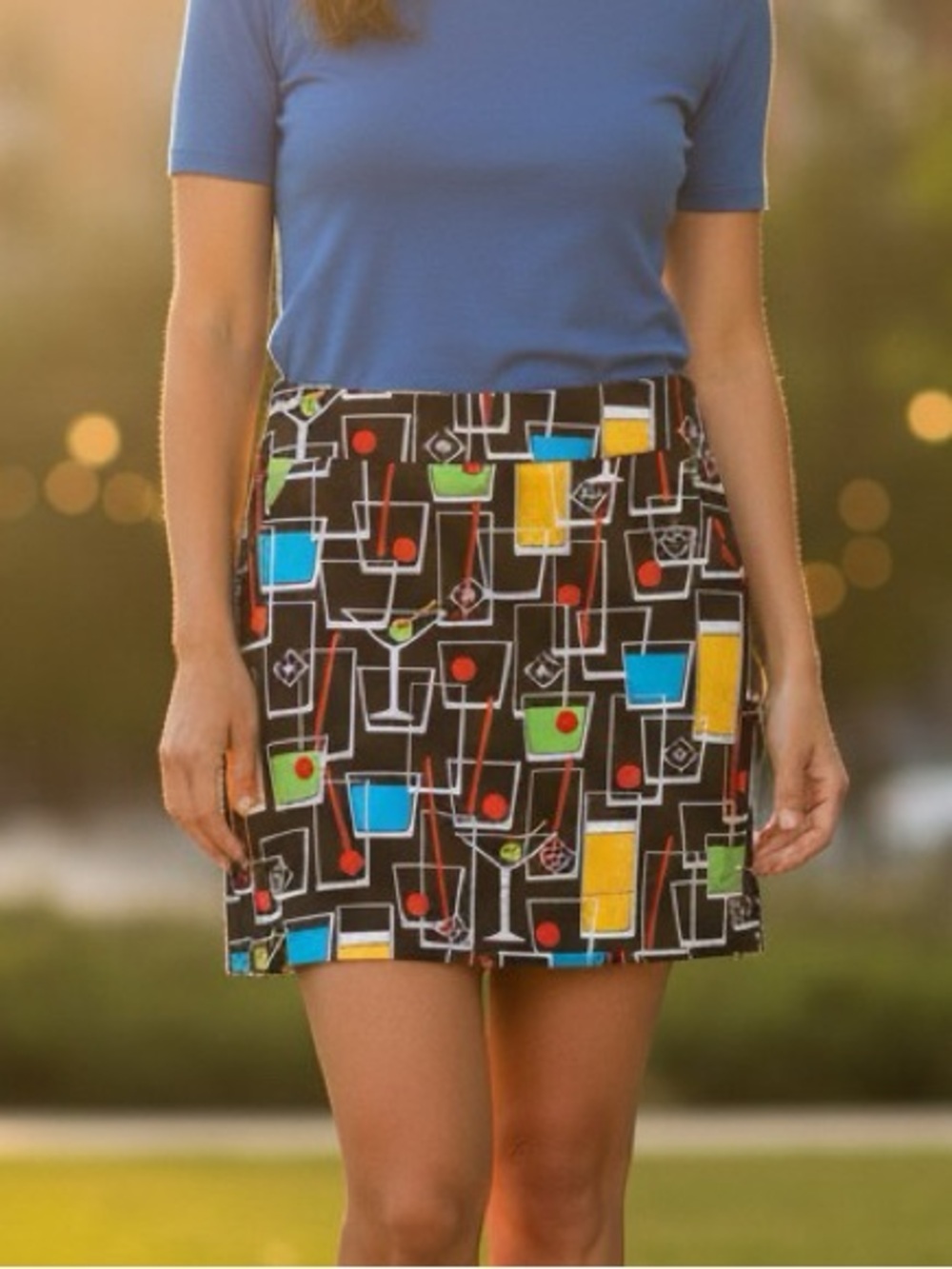 Loudmouth Golf Happy Hour Skort Black Martini Glass Novelty Athletic Skirt 4